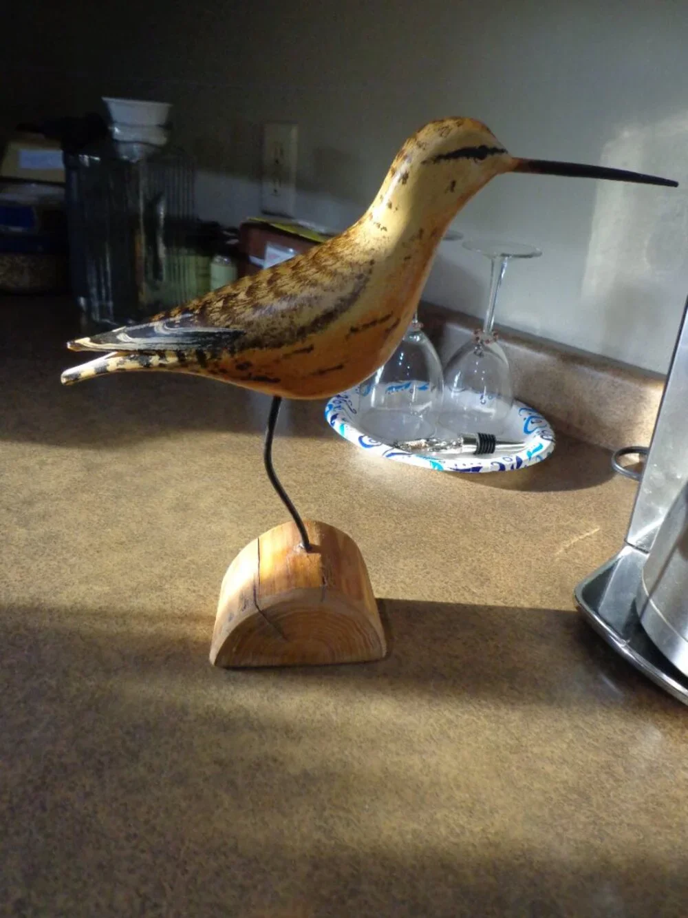 Hand-Carved Long-Billed Curlew Wood Painted by artist: Jim & Pat Slack Signed